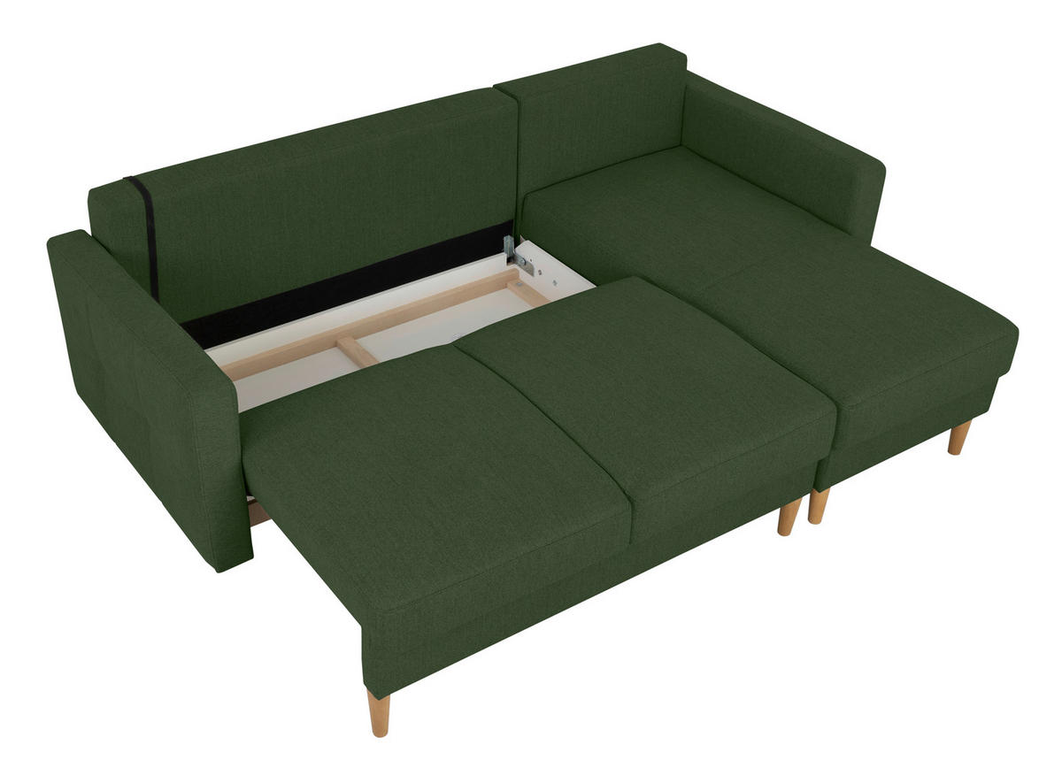 ECKSOFA in Grün  - Buchefarben/Grün, Design, Holz/Textil (223/157cm) - MID.YOU