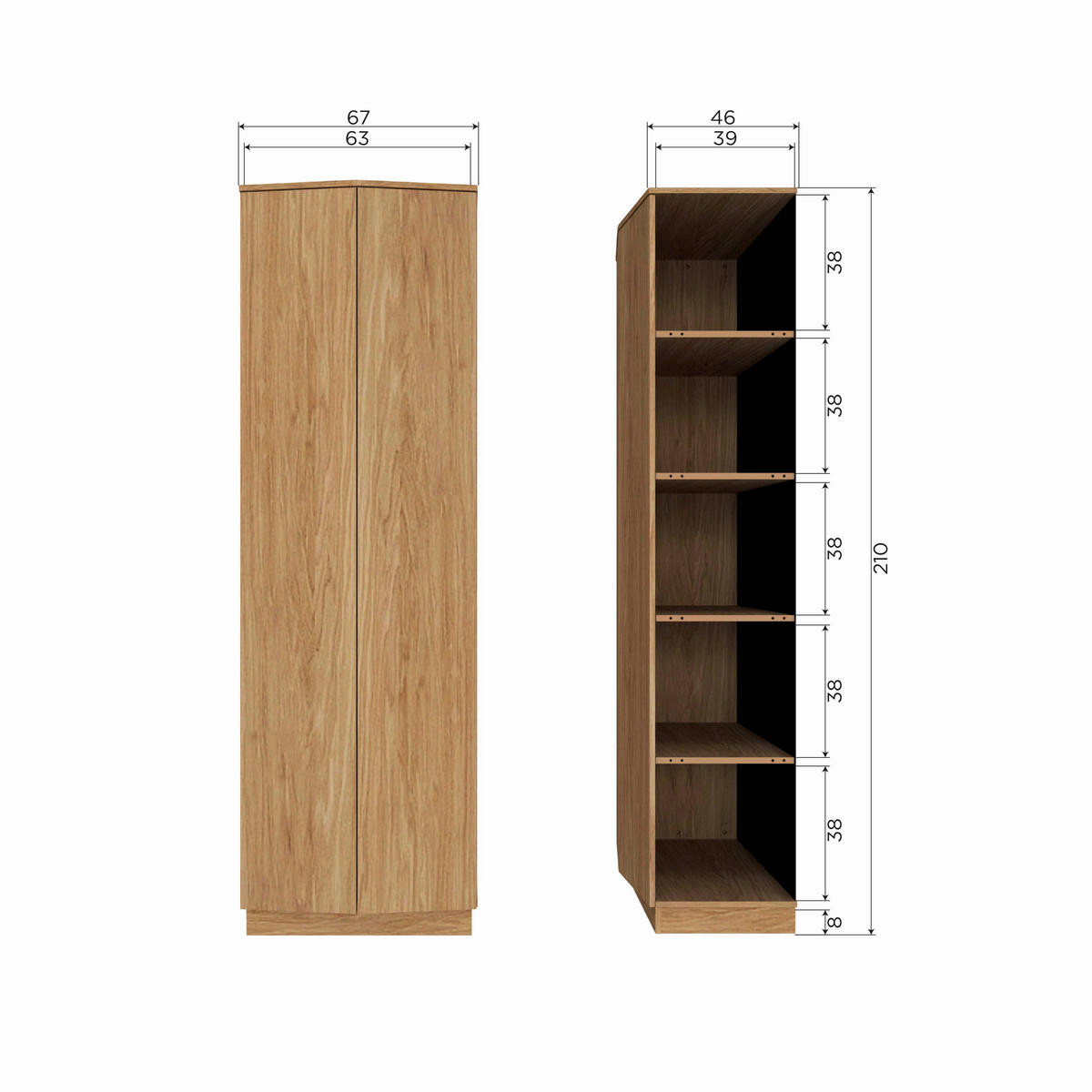 MEHRZWECKSCHRANK 67/210/46 cm  in Eichefarben  - Eichefarben, Design, Holz (67/210/46cm) - Livetastic