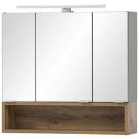 SPIEGELSCHRANK 66,6/64,6/16 cm  - Eichefarben/Pastellgrün, MODERN, Glas/Holzwerkstoff (66,6/64,6/16cm) - Stylife