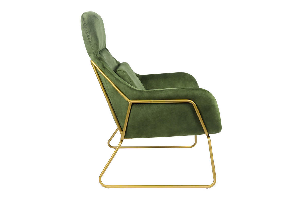 SESSEL in Samt, Velours Grün  - Messingfarben/Grün, MODERN, Textil/Metall (73/102/80cm) - Livetastic