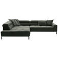 ECKSOFA in Feincord Olivgrün  219/311 cm  - Schwarz/Olivgrün, KONVENTIONELL, Textil/Metall (219/311cm) - Hom`in