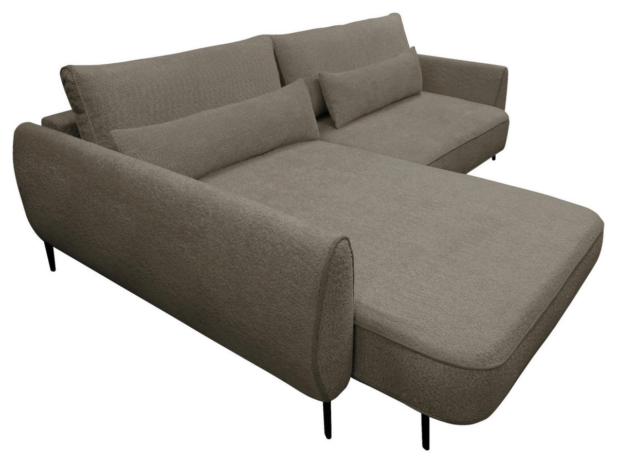 ECKSOFA Beige Bouclé  - Beige/Schwarz, Design, Textil/Metall (204/273cm) - MID.YOU