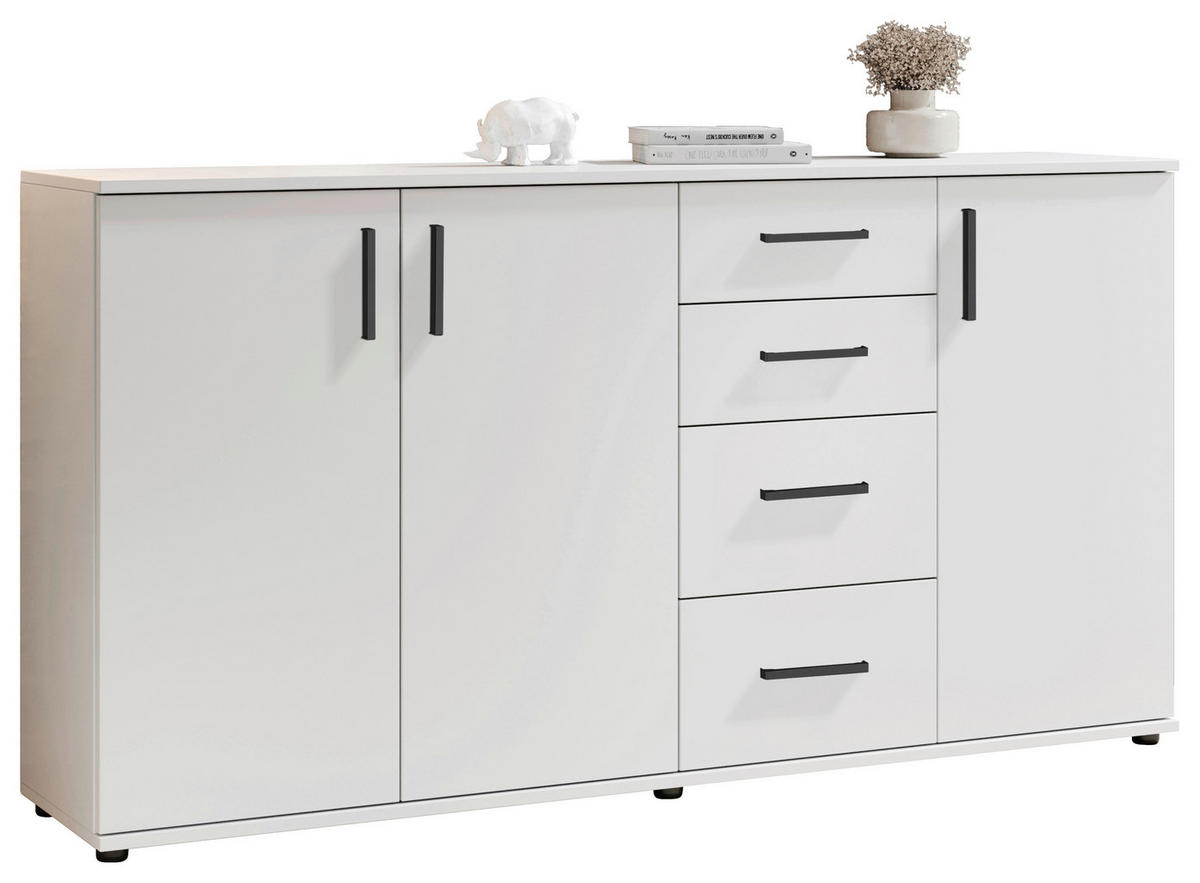 Sideboard Basel BC 1040  in 160/84/35 cm  - Schwarz/Weiß, Design, Holzwerkstoff/Kunststoff (160/84/35cm) - Livetastic