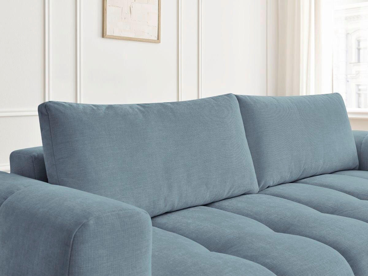 SCHLAFSOFA FUJI Leinenoptik Hellblau  inkl.  - Schwarz/Hellblau, MODERN, Kunststoff/Textil (251/113/88cm)