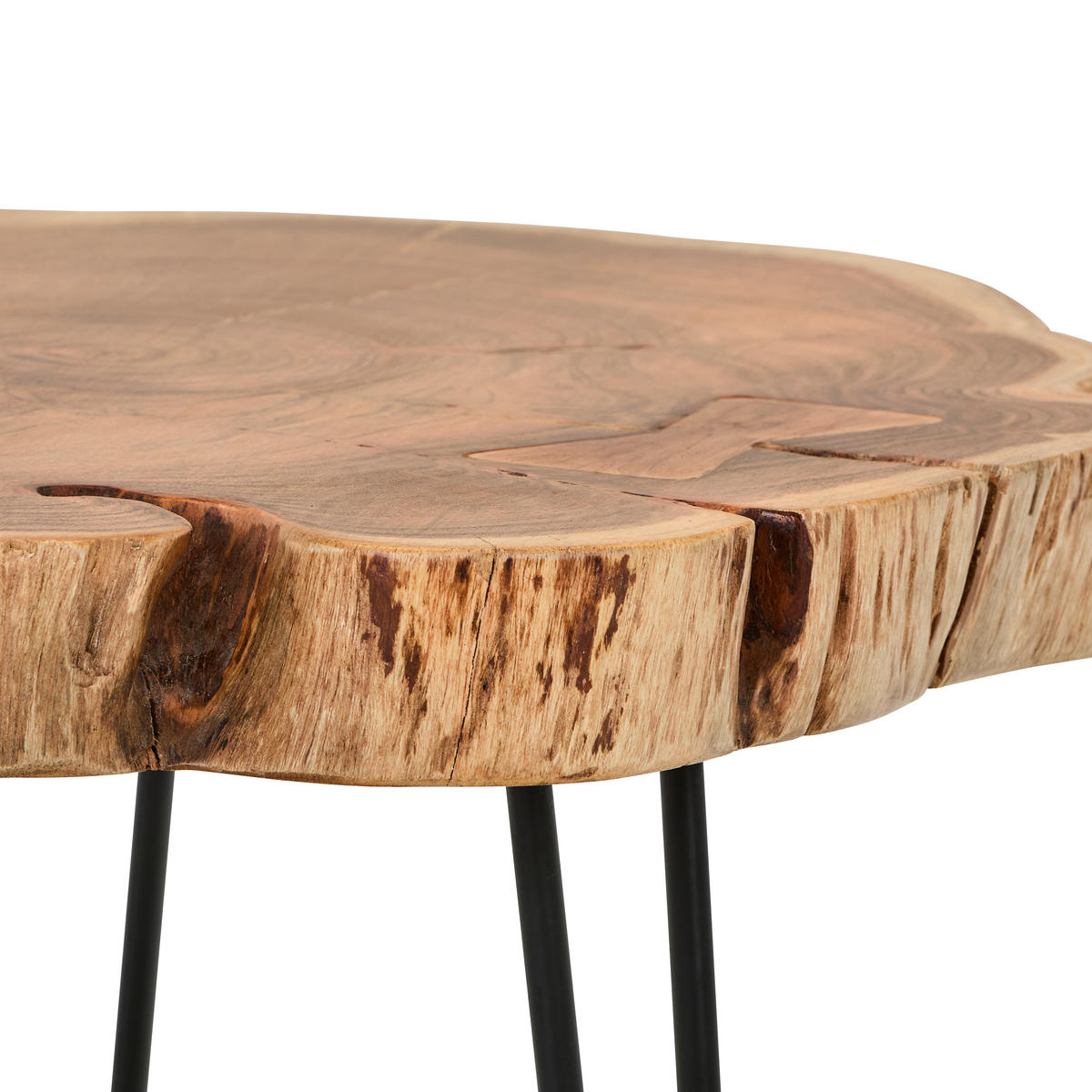 COUCHTISCH Akazie Hartholz Freiform Schwarz, Akaziefarben  - Schwarz/Akaziefarben, Natur, Holz/Metall (75/75/45cm) - Livetastic