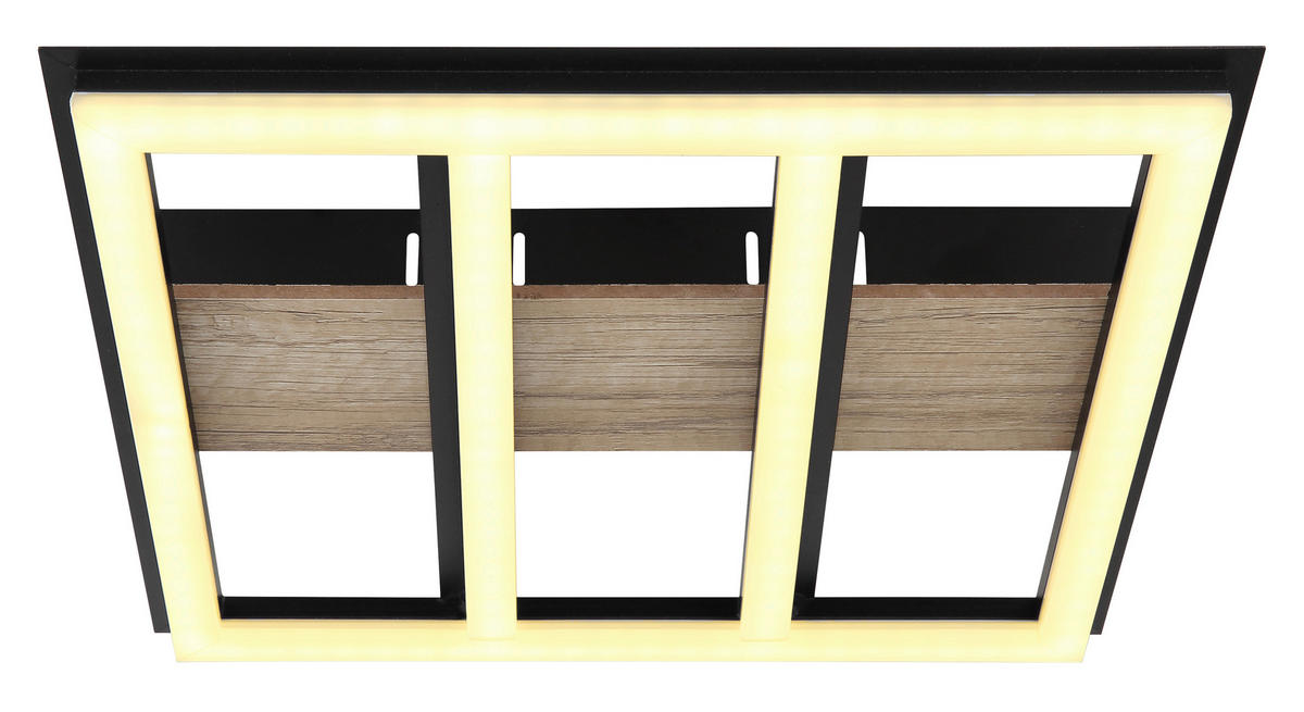 LED-DECKENLEUCHTE 18 W    30/30/5,5 cm  - Dunkelbraun/Opal, Natur, Holzwerkstoff/Kunststoff (30/30/5,5cm) - Globo