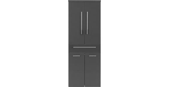HOCHSCHRANK 60/162,8/33 cm - Chromfarben/Anthrazit, Design, Glas/Holzwerkstoff (60/162,8/33cm) - Novel