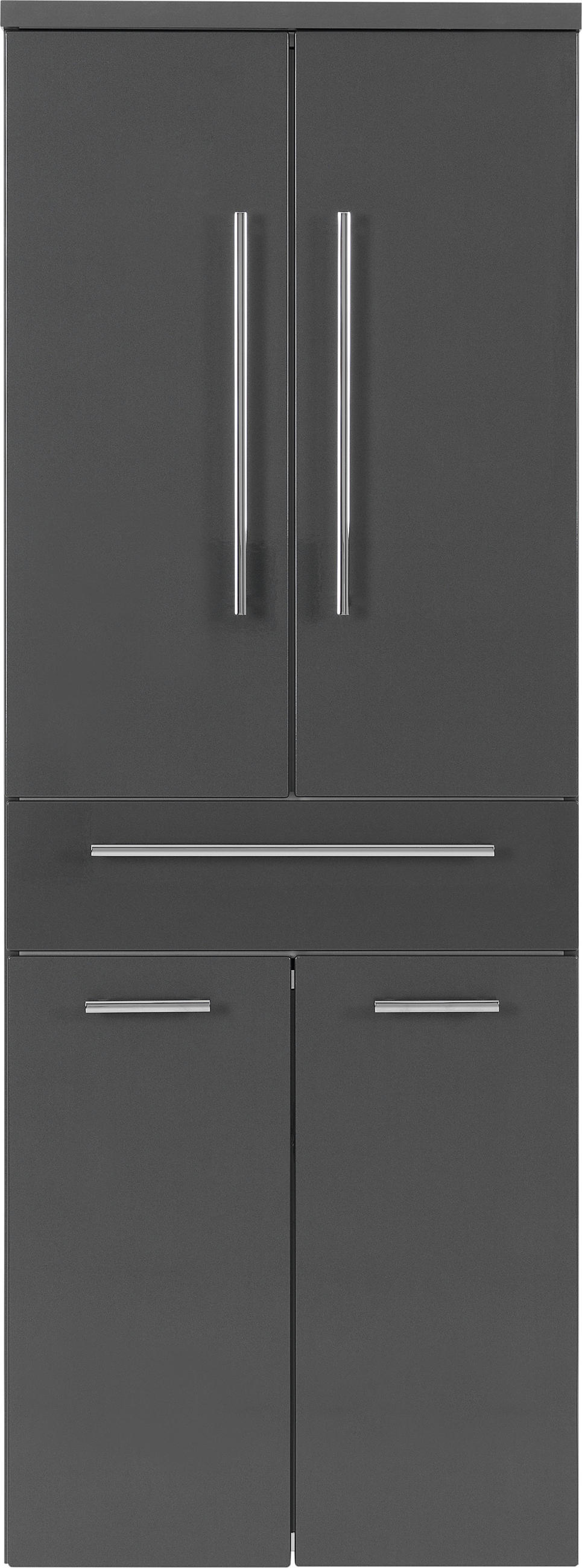 HOCHSCHRANK 60/162,8/33 cm  - Chromfarben/Anthrazit, Design, Glas/Holzwerkstoff (60/162,8/33cm) - Novel