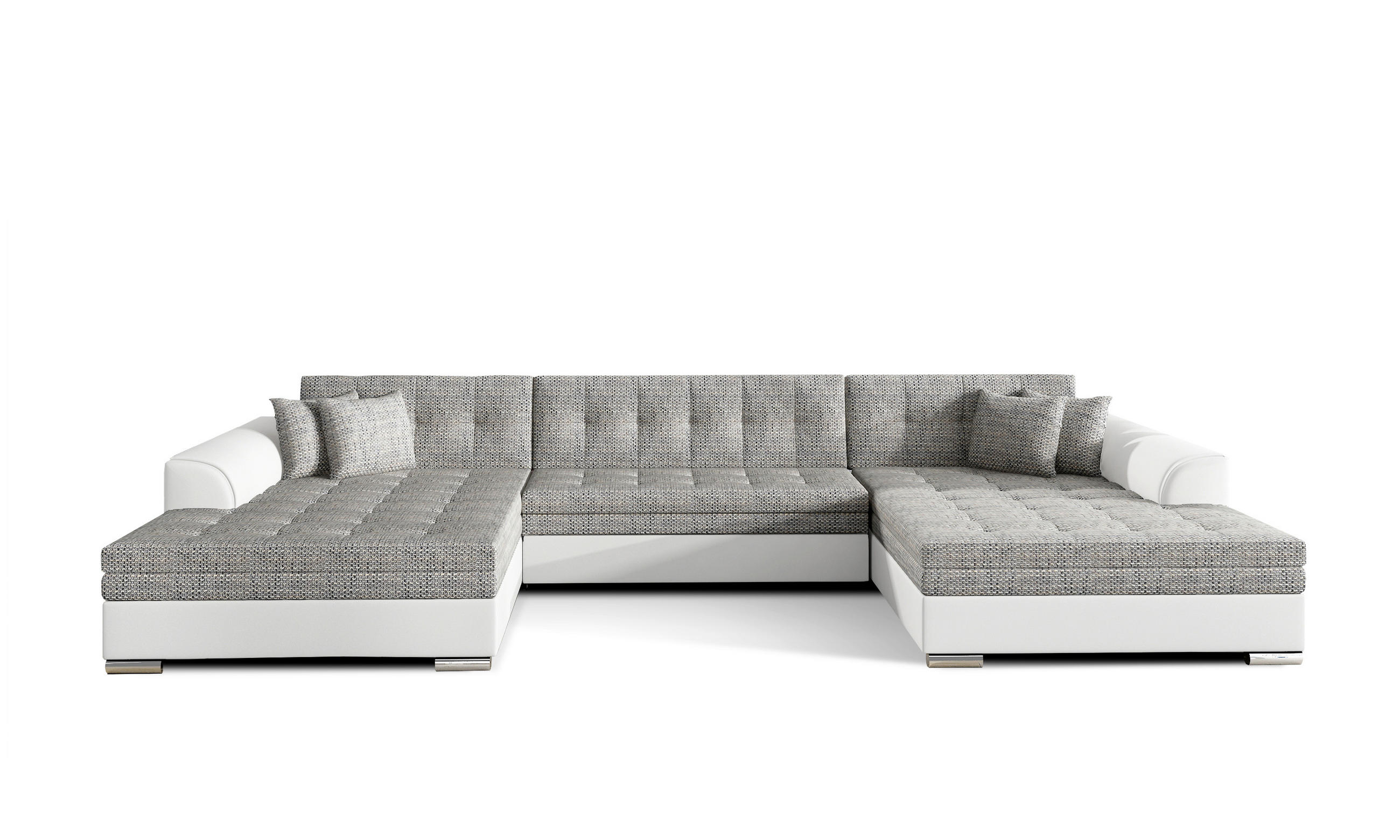 WOHNLANDSCHAFT Grau, Weiß Webstoff  - Chromfarben/Weiß, Design, Kunststoff/Textil (165/359/165cm) - MID.YOU
