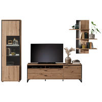 WOHNWAND Skopje  in Anthrazit, Eichefarben  307/210/50 cm  - Eichefarben/Anthrazit, Design, Glas/Holzwerkstoff (307/210/50cm) - MID.YOU
