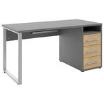 SCHREIBTISCH 150/70/75 cm  in Grau, Hickory  - Silberfarben/Hellgrau, MODERN, Holz/Holzwerkstoff (150/70/75cm) - Novel