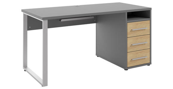 SCHREIBTISCH 150/70/75 cm  in Grau, Hickory  - Silberfarben/Hellgrau, MODERN, Holz/Holzwerkstoff (150/70/75cm) - Novel