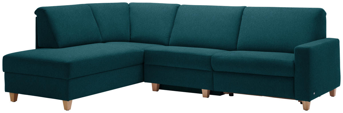 ECKSOFA in Flachgewebe Petrol  203/261 cm  - Eichefarben/Petrol, KONVENTIONELL, Holz/Textil (203/261cm) - Sedda