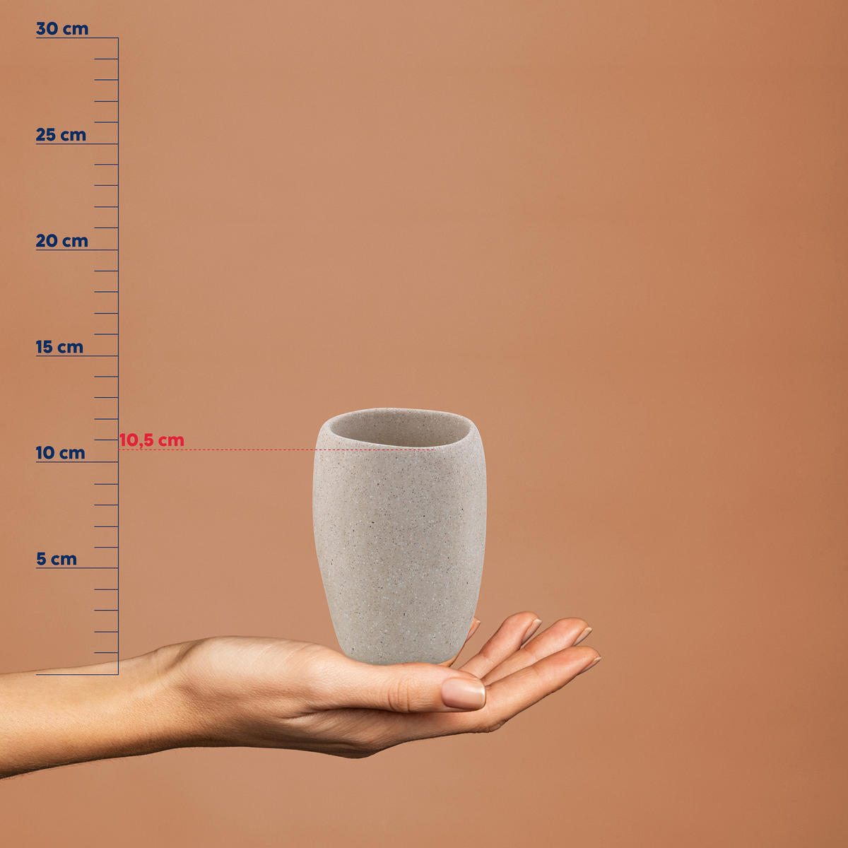 ZAHNPUTZBECHER RODA  - Beige, Basics, Stein (7,5/7,5/10,5cm) - Kela