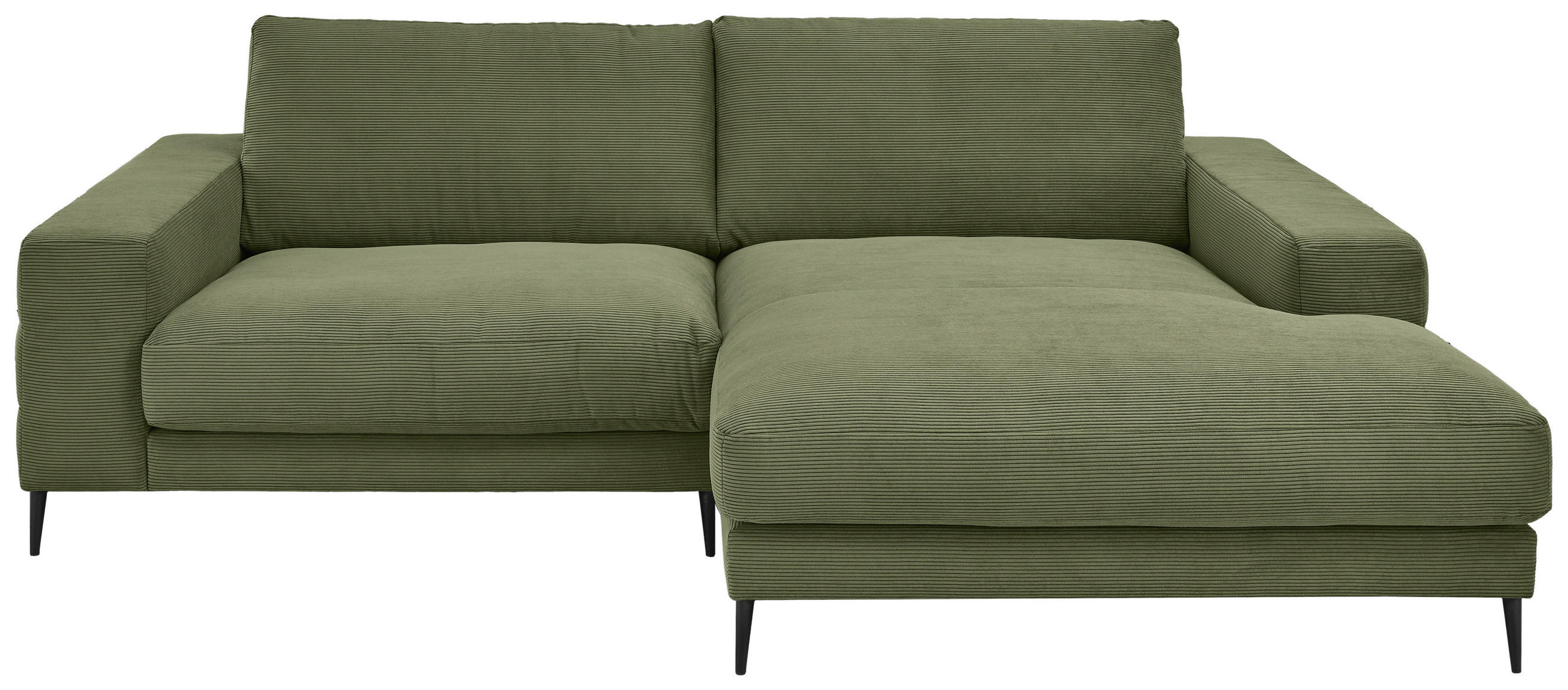 ECKSOFA Dunkelgrün Feincord Rücken echt  - Dunkelgrün/Schwarz, Design, Textil/Metall (253/177cm) - Dieter Knoll