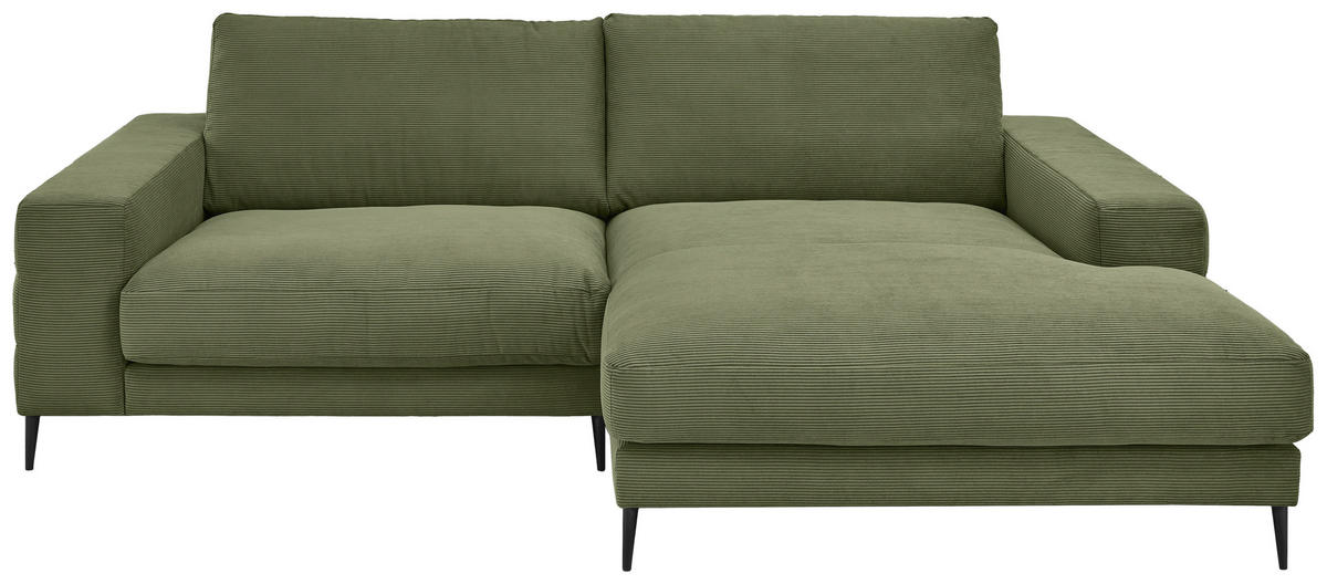 ECKSOFA Feincord Dunkelgrün  - Dunkelgrün/Schwarz, Design, Textil/Metall (253/177cm) - Dieter Knoll