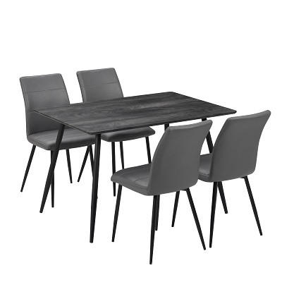 TISCHGRUPPE Grau, Schwarz  - Schwarz/Grau, MODERN, Textil/Metall - MID.YOU