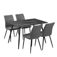 TISCHGRUPPE Grau, Schwarz  - Schwarz/Grau, MODERN, Textil/Metall - MID.YOU