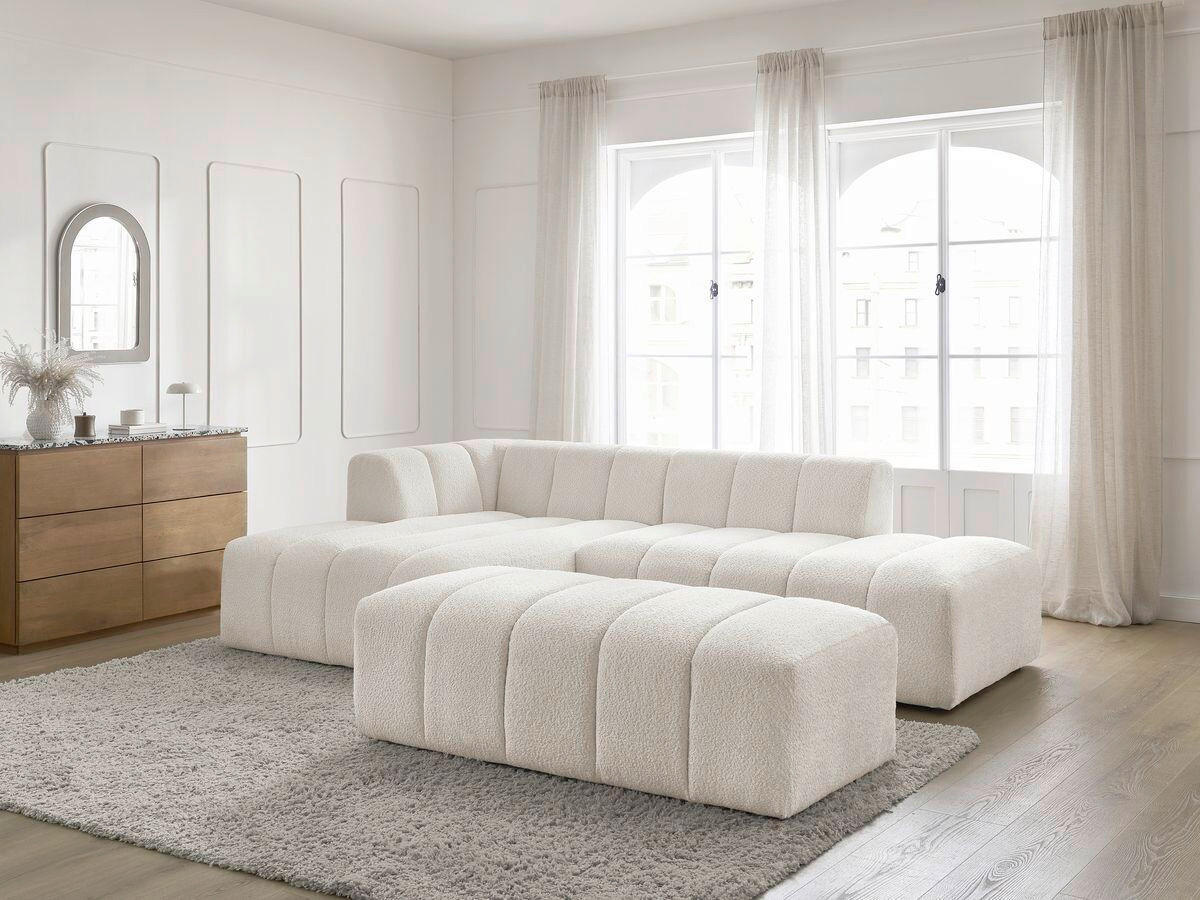 ECKSOFA  ANNECY Weiß Bouclé  - Schwarz/Weiß, MODERN, Kunststoff/Textil (170/262cm)