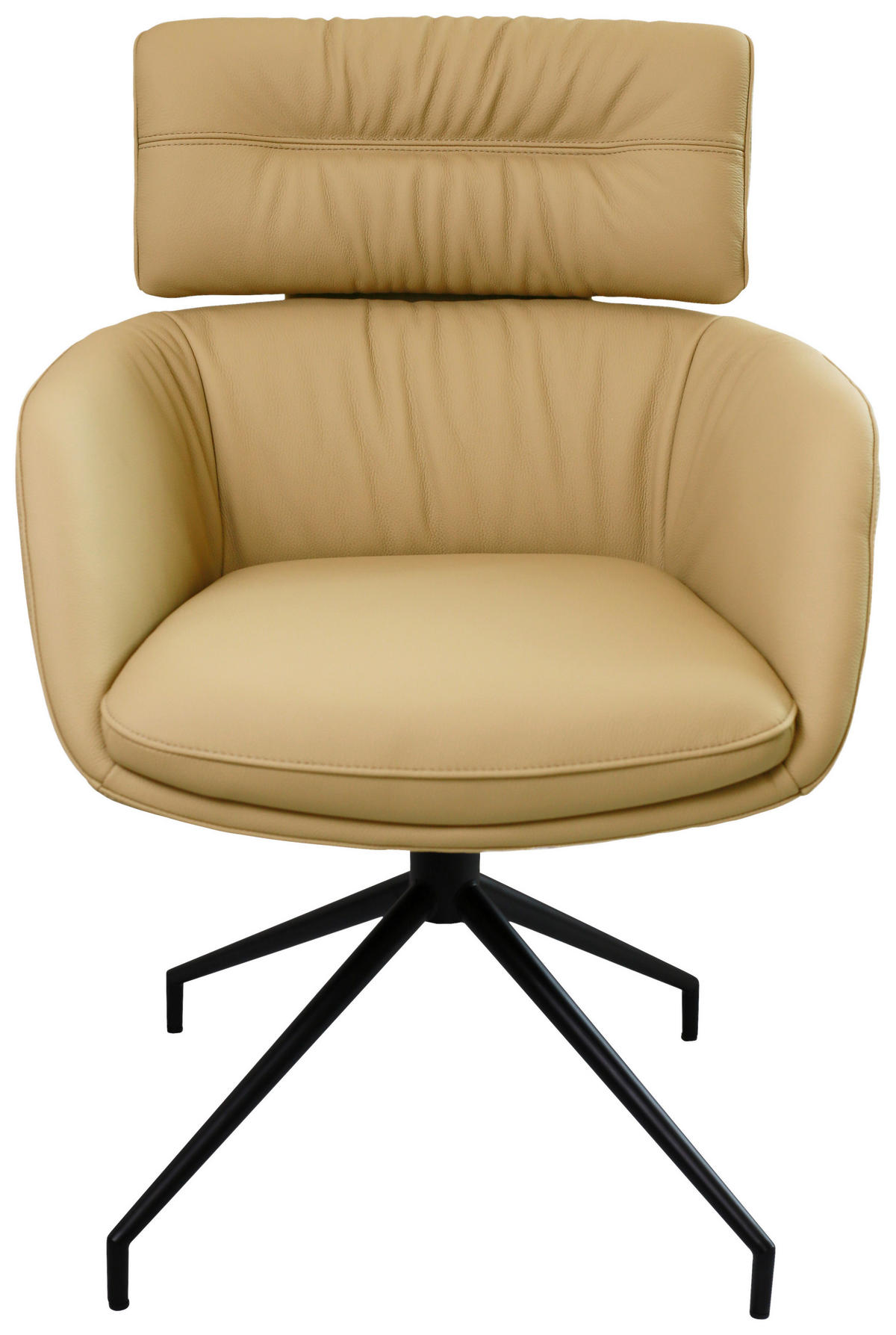 ARMLEHNSTUHL  in Eisen Echtleder pigmentiert  - Hellbraun/Schwarz, Design, Leder/Metall (62/92/66cm) - Dieter Knoll