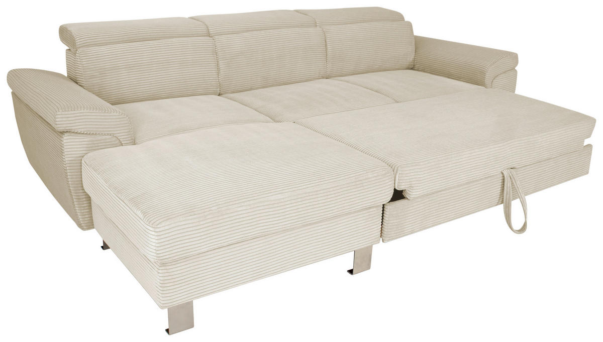 ECKSOFA in Cord Naturfarben  - Silberfarben/Naturfarben, Design, Textil/Metall (167/250cm) - Xora