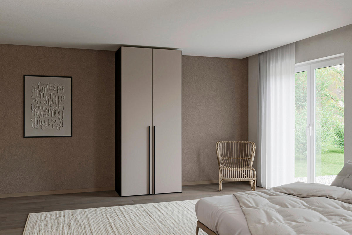 DREHTÜRENSCHRANK 102/236/59 cm,  in Schwarz, Hellbraun, 2-türig  - Hellbraun/Schwarz, Design, Glas/Holzwerkstoff (102/236/59cm) - Jutzler