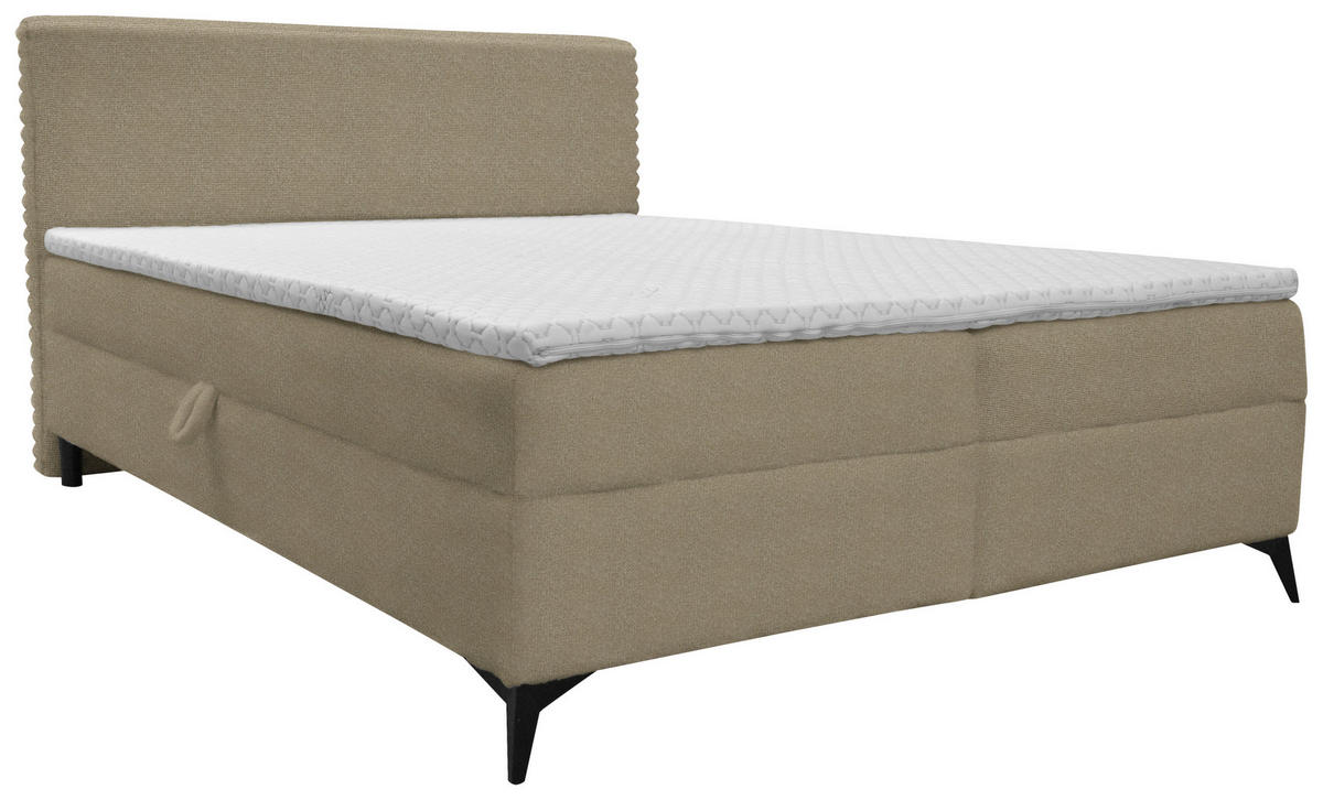 BOXBETT 160/200 cm  in Hellbraun  - Hellbraun/Schwarz, Design, Holz/Holzwerkstoff (160/200cm) - Xora