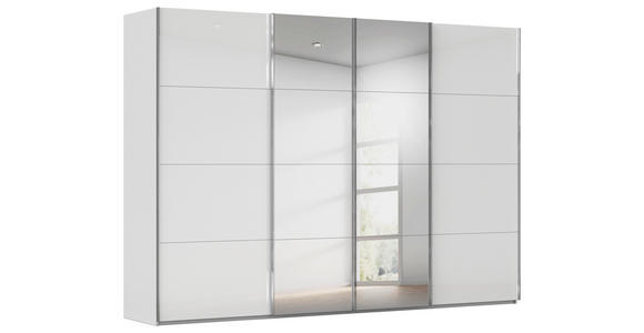 SCHWEBETÜRENSCHRANK  in Weiß, Seidengrau  - Chromfarben/Seidengrau, Design, Glas/Holzwerkstoff (316/235/68cm) - Novel