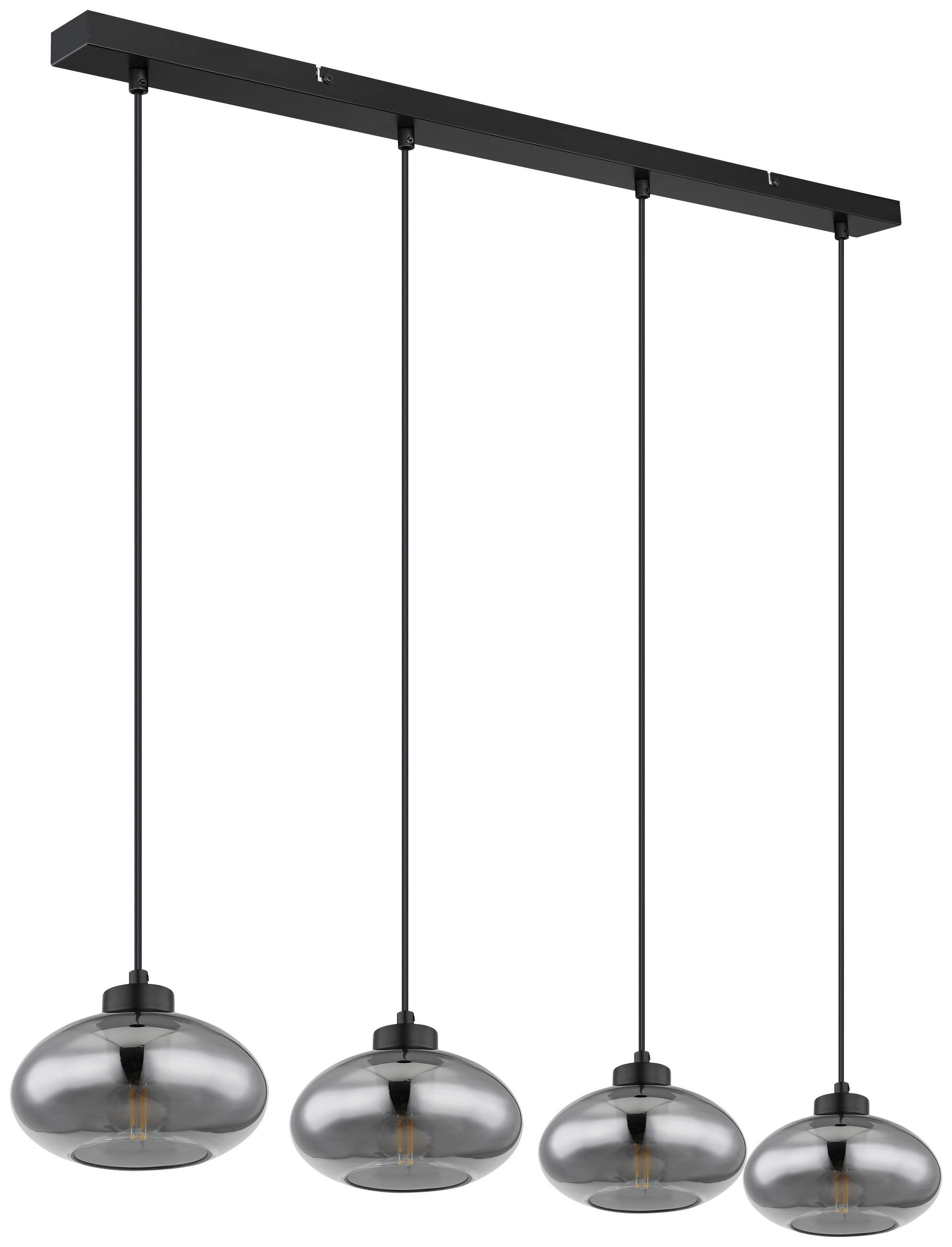 HÄNGELEUCHTE 96/18/120 cm   - Schwarz, Design, Glas/Metall (96/18/120cm) - Novel