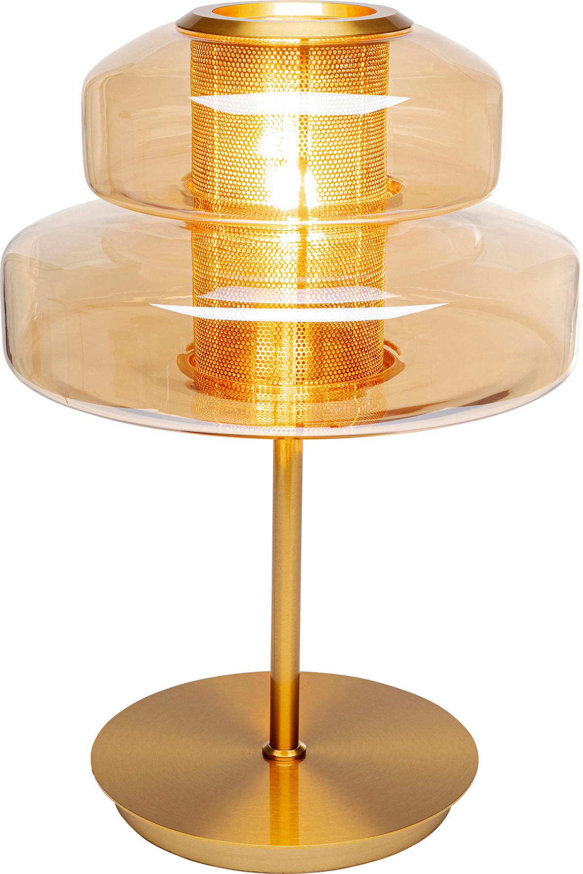 TISCHLEUCHTE   34/51/34 cm   - Messingfarben/Bernsteinfarben, Design, Glas/Metall (34/51/34cm) - Kare-Design