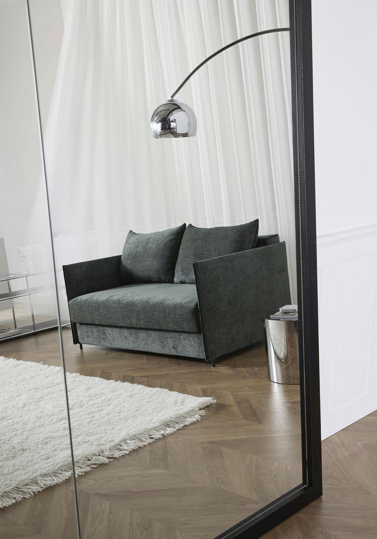 SCHLAFSOFA Flachgewebe Dunkelgrün  - Dunkelgrün/Schwarz, Design, Textil/Metall (150/80/90cm) - Innovation