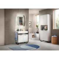 BADEZIMMER 3-teilig  in 140 cm  - Schwarz/Weiß, MODERN, Holzwerkstoff/Metall (140cm) - MID.YOU