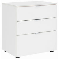 NACHTKÄSTCHEN 58/62.5/40 cm  in Weiß  - Chromfarben/Schwarz, KONVENTIONELL, Glas/Holzwerkstoff (58/62.5/40cm) - Moderano