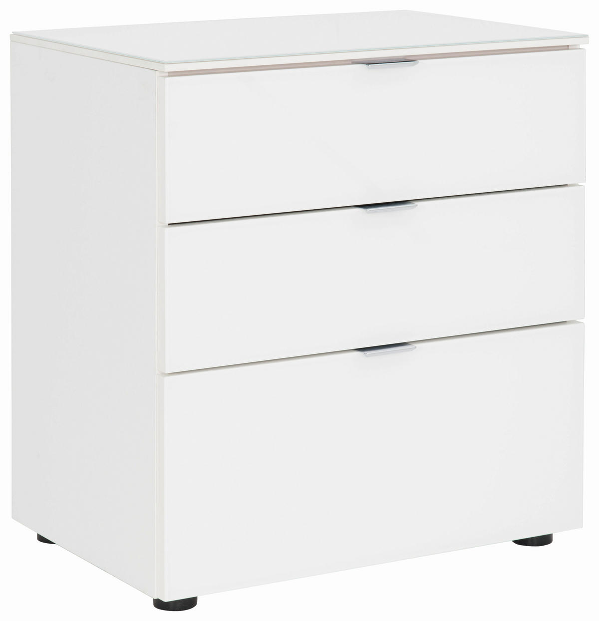 NACHTKÄSTCHEN 58/62.5/40 cm  in Weiß  - Chromfarben/Schwarz, KONVENTIONELL, Glas/Holzwerkstoff (58/62.5/40cm) - Moderano