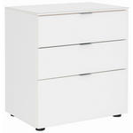 NACHTKÄSTCHEN 58/62.5/40 cm  in Weiß  - Chromfarben/Schwarz, KONVENTIONELL, Glas/Holzwerkstoff (58/62.5/40cm) - Moderano