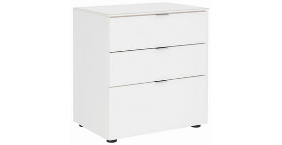 NACHTKÄSTCHEN 58/62.5/40 cm  in Weiß  - Chromfarben/Schwarz, KONVENTIONELL, Glas/Holzwerkstoff (58/62.5/40cm) - Moderano