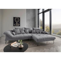 ECKSOFA in Mikrofaser Grau  - Schwarz/Grau, Konventionell, Textil/Metall (310/192cm) - Livetastic