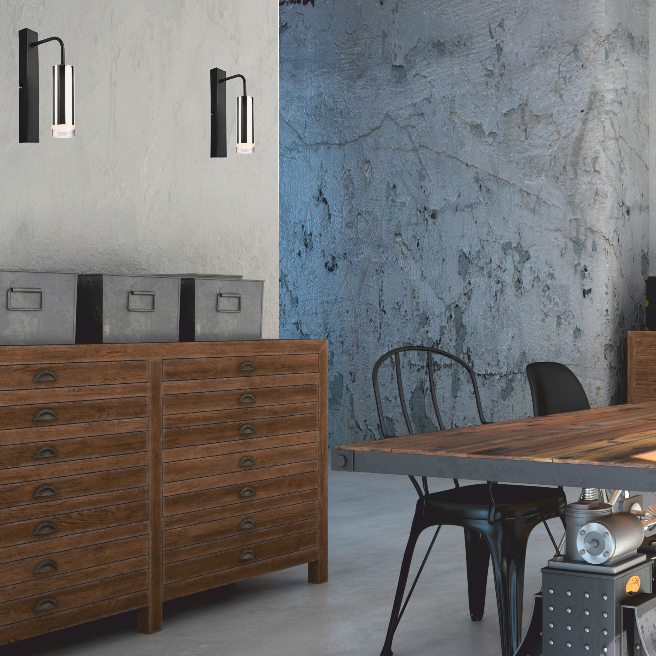 Thumbnail - Wandleuchte Diego, Chrom, Metall, 6x32x32 cm, Made in Europe, Europäischer Sicherheitsstandard, Lampen & Leuchten, Innen...