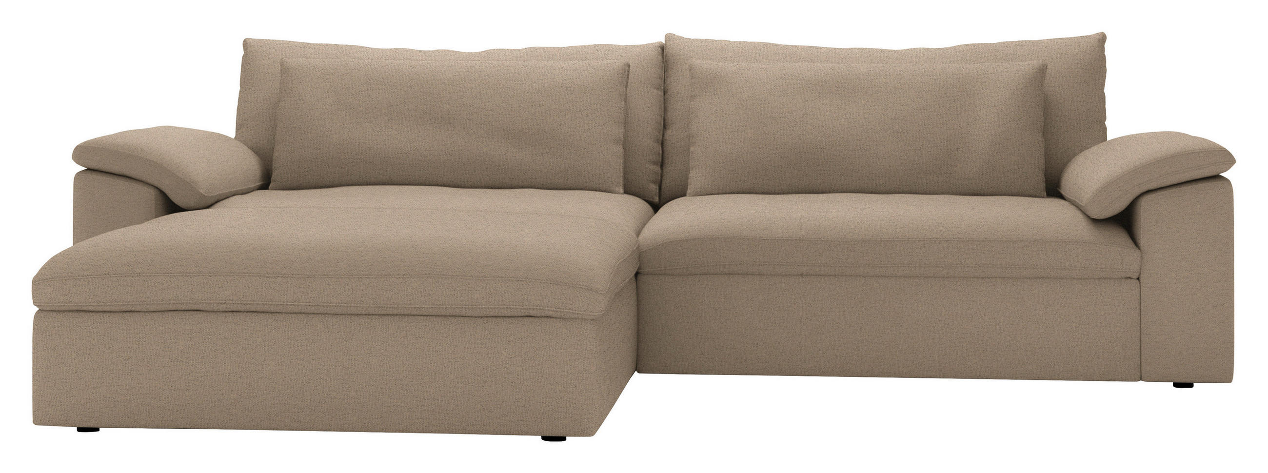ECKSOFA Flachgewebe Beige  - Beige/Schwarz, Modern, Kunststoff/Textil (198/306cm) - Carryhome