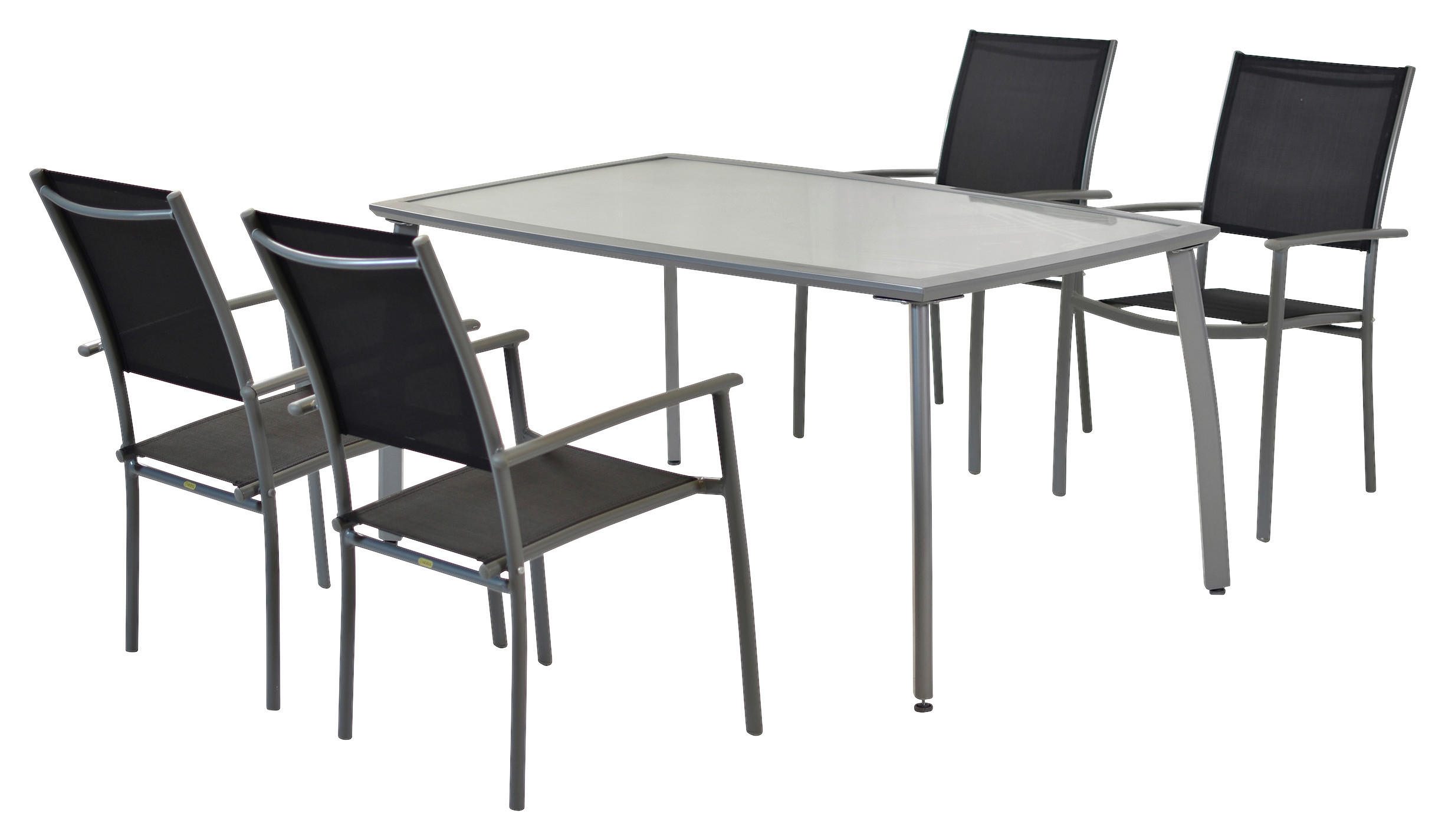 GARTENSET Aluminium  - Silberfarben/Schwarz, MODERN, Textil/Metall - Gardenson