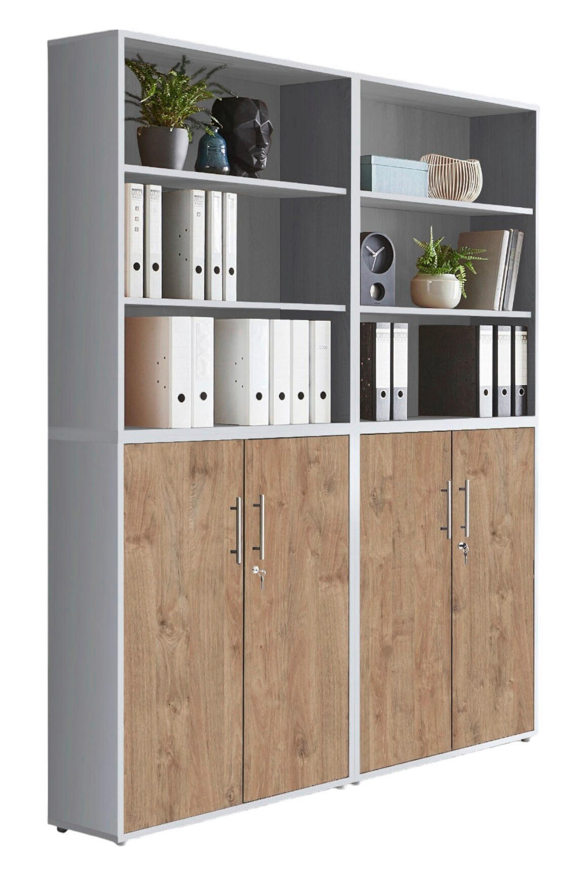 AKTENSCHRANK Grau, Eichefarben  - Eichefarben/Grau, MODERN, Holzwerkstoff (168,8/227,2/33cm) - MID.YOU