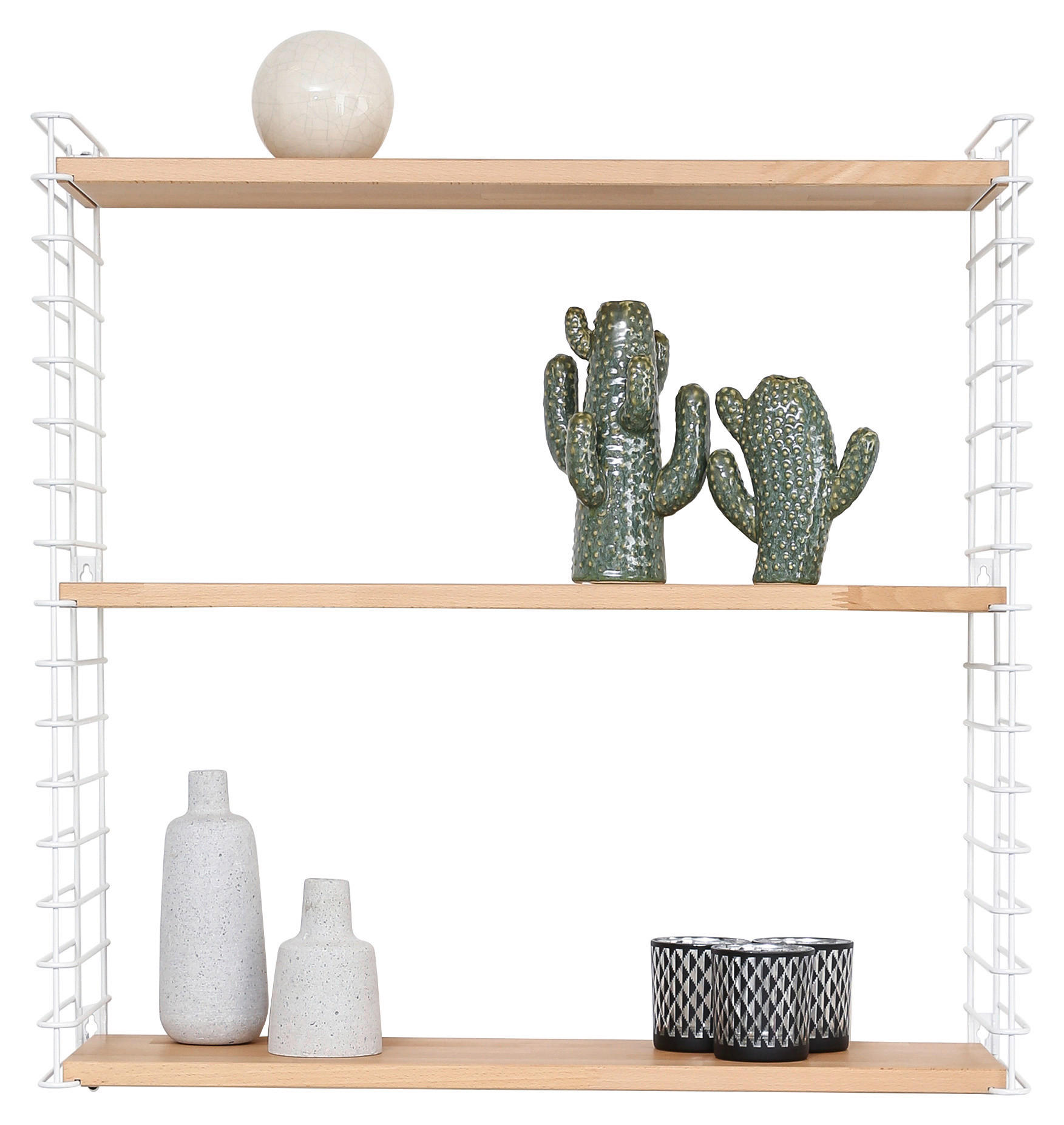 Wandregal Tomado B: 70 cm Weiß/Buchenholz 3 Fächer