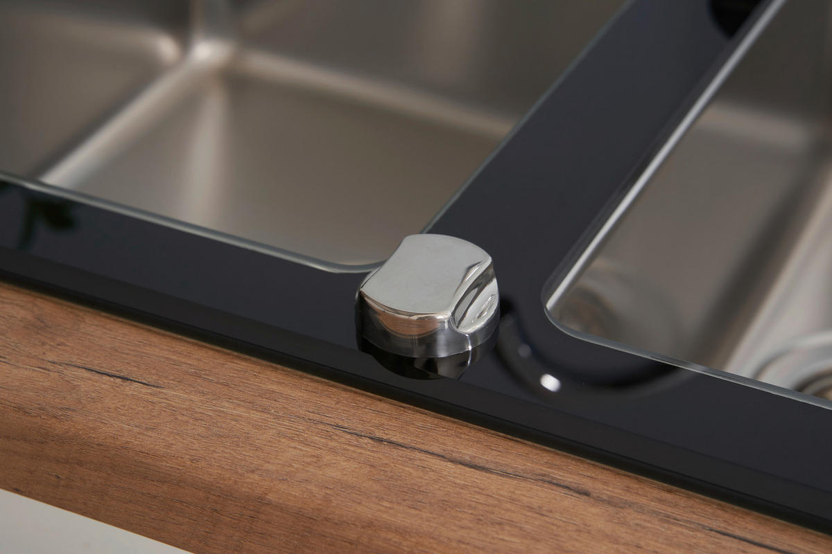 SPÜLE 1720NEWYORK100X50S  - Schwarz, Trend, Glas/Metall (100/21/50cm) - Respekta