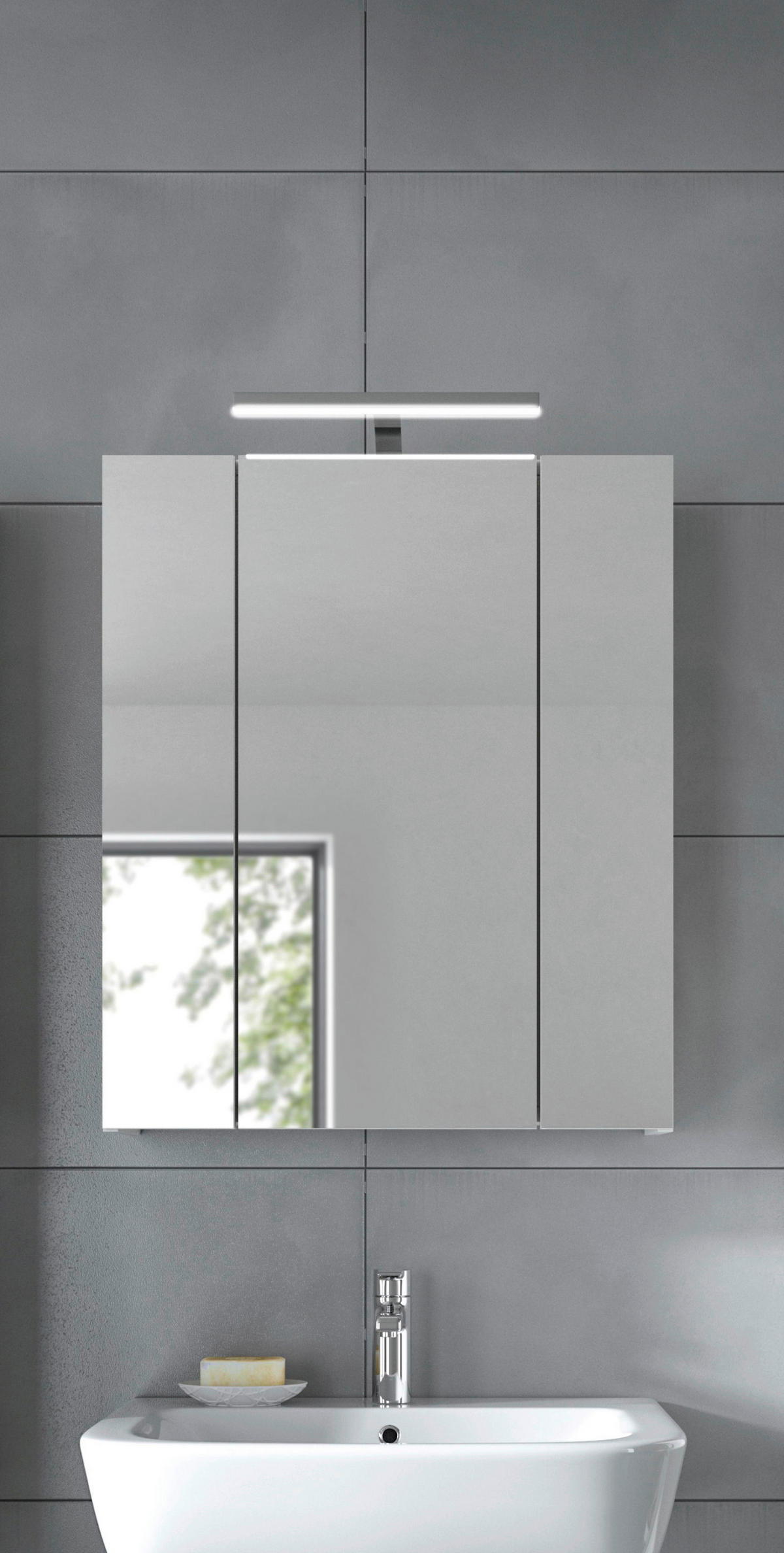 SPIEGELSCHRANK 60/55/46 cm  - Weiß Hochglanz/Weiß, MODERN, Holzwerkstoff (60/55/46cm) - MID.YOU