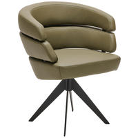 STUHL  in Stahl Echtleder pigmentiert Metall, Leder  - Schwarz/Grün, Design, Leder/Metall (64/81/64cm) - Joop!