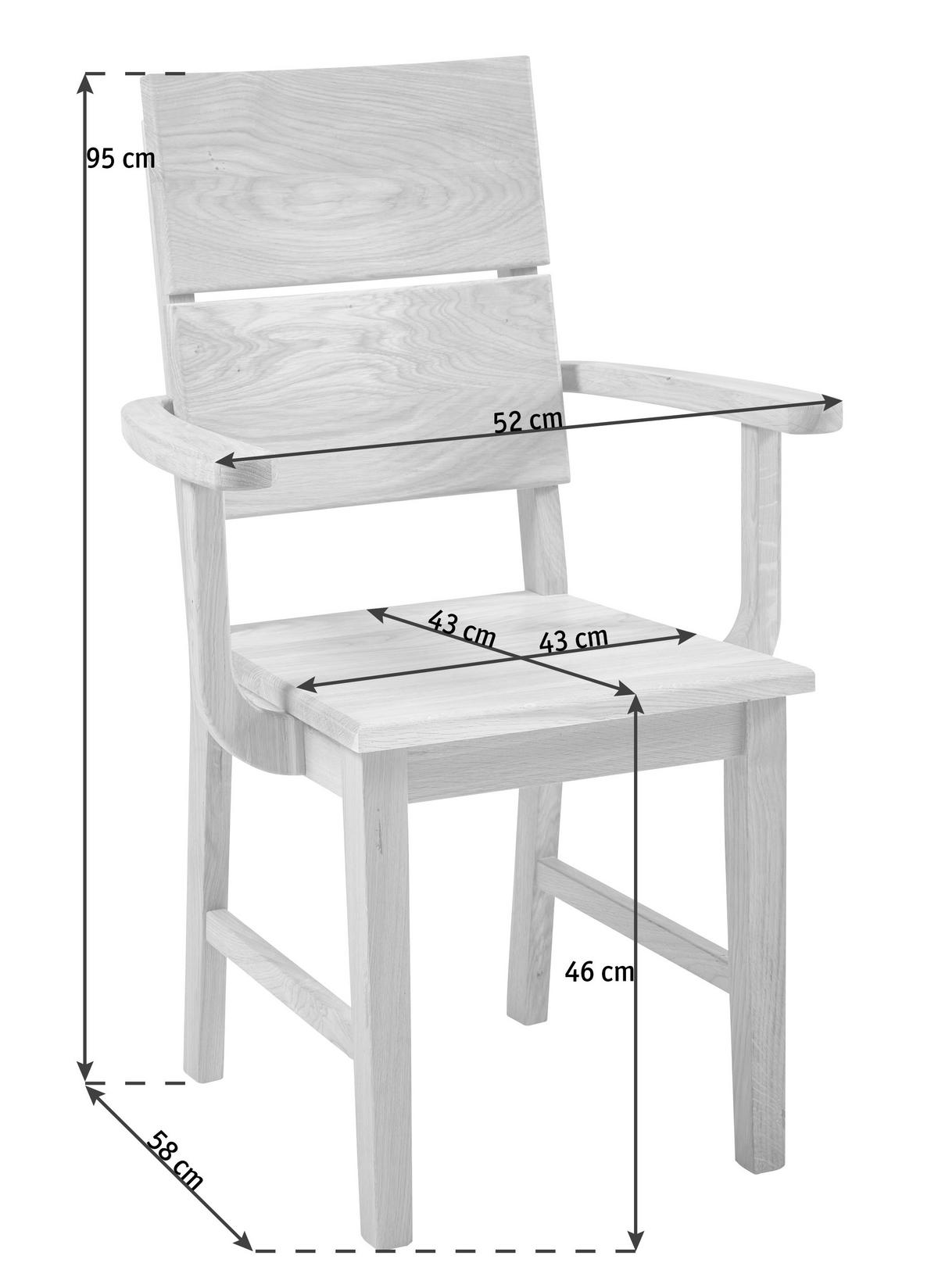 ARMLEHNSTUHL  in  - Eichefarben, KONVENTIONELL, Holz (59,5/95/58cm) - Linea Natura