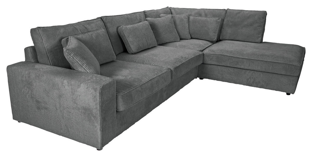 ECKSOFA Dunkelgrau Cord Zierkissen, Rückenkissen, Rücken echt  - Dunkelgrau/Schwarz, MODERN, Kunststoff/Textil (307/228cm) - Carryhome