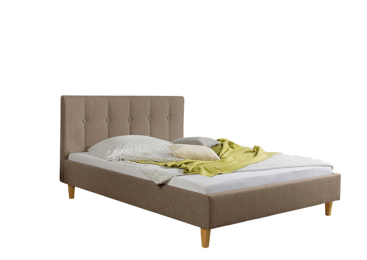 POLSTERBETT  in Hellbraun,  - Hellbraun/Naturfarben, MODERN, Holz/Textil (145/99/216cm) - Livetastic
