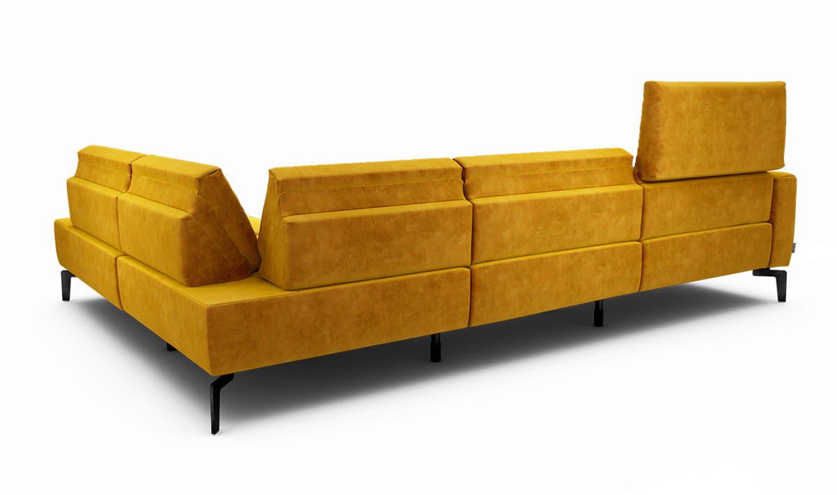 ECKSOFA in Samt Gelb  296/213 cm  - Gelb/Schwarz, Design, Textil/Metall (296/213cm) - SENSOO
