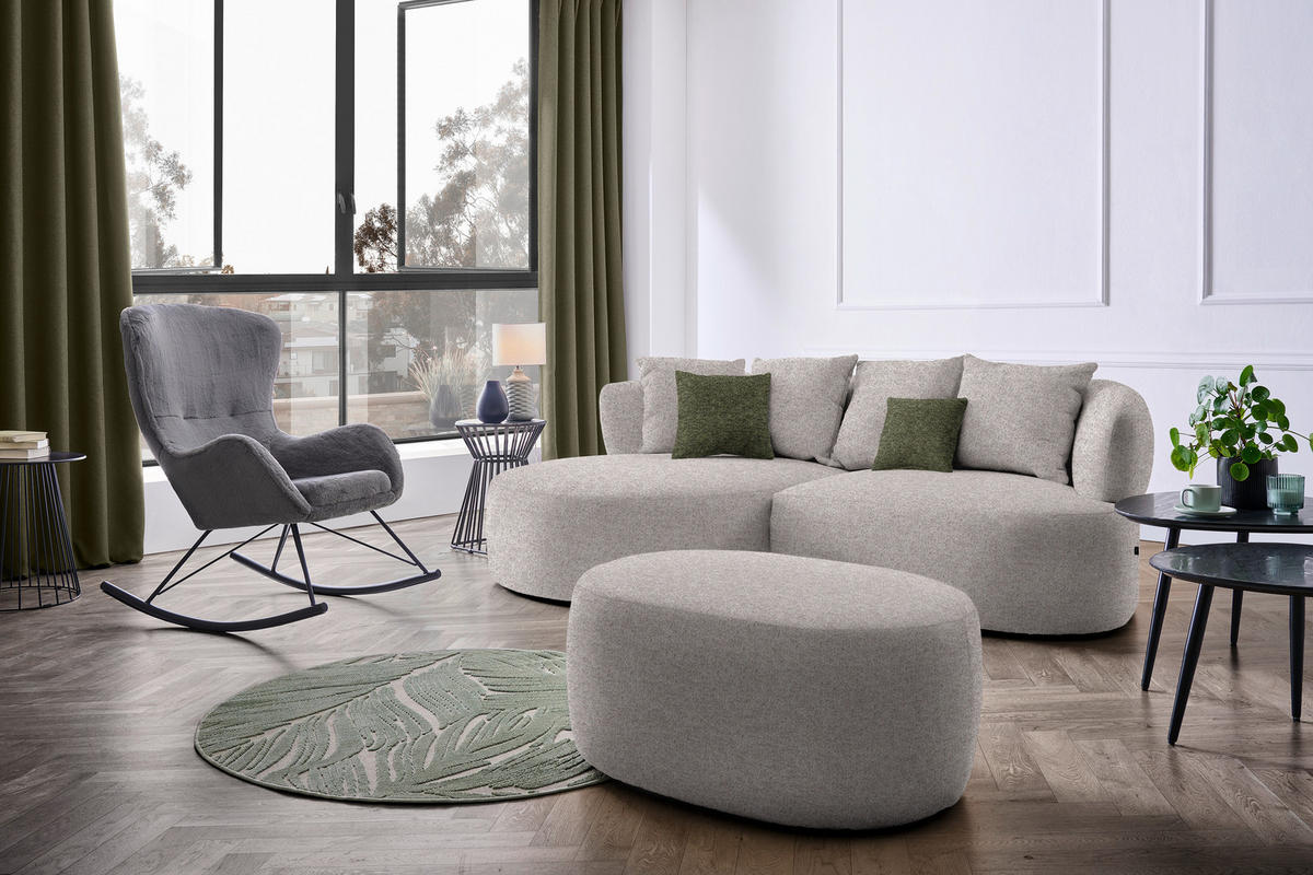 ECKSOFA in Chenille Greige  166/235 cm  - Greige/Schwarz, MODERN, Kunststoff/Textil (166/235cm) - Hom`in